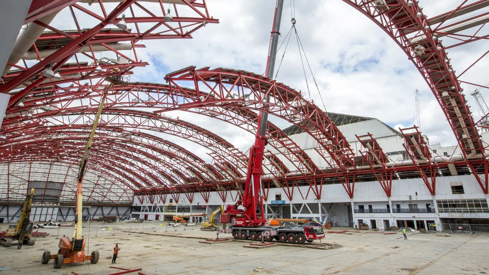 Earls Court Exhibition Centre · construction photograph